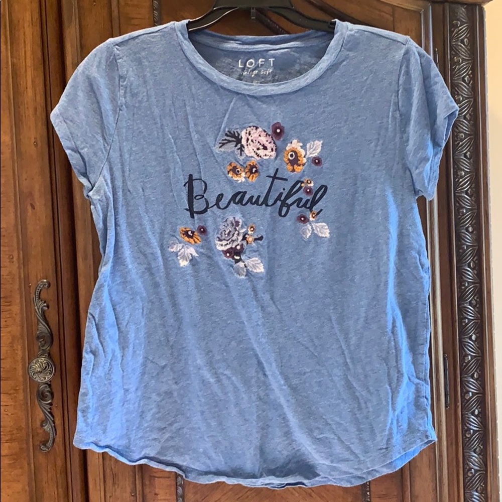 Loft Soft Blue Shirt with Embroidery